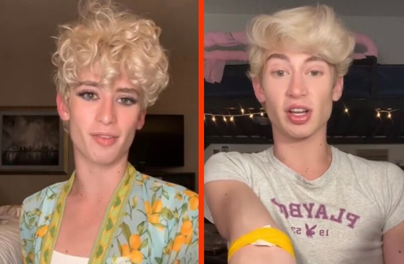 TikToker Zachary Willmore in and out of makeup.