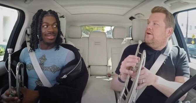 Lil Nas X and James Corden test their trumpet-playing skills