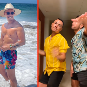 Luis Sandoval shows off his swim trunks, dance moves, and manspread in Puerto Vallarta