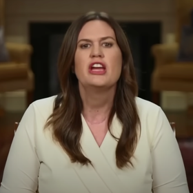 Sarah Huckabee Sanders says all are welcome in Arkansas… as long as they’re cis, hetero & Republican