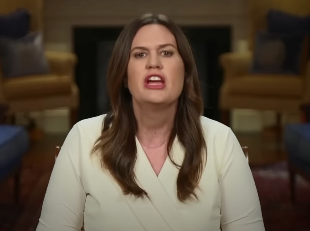 Sarah Huckabee Sanders delivering a counter address to the State of the Union.