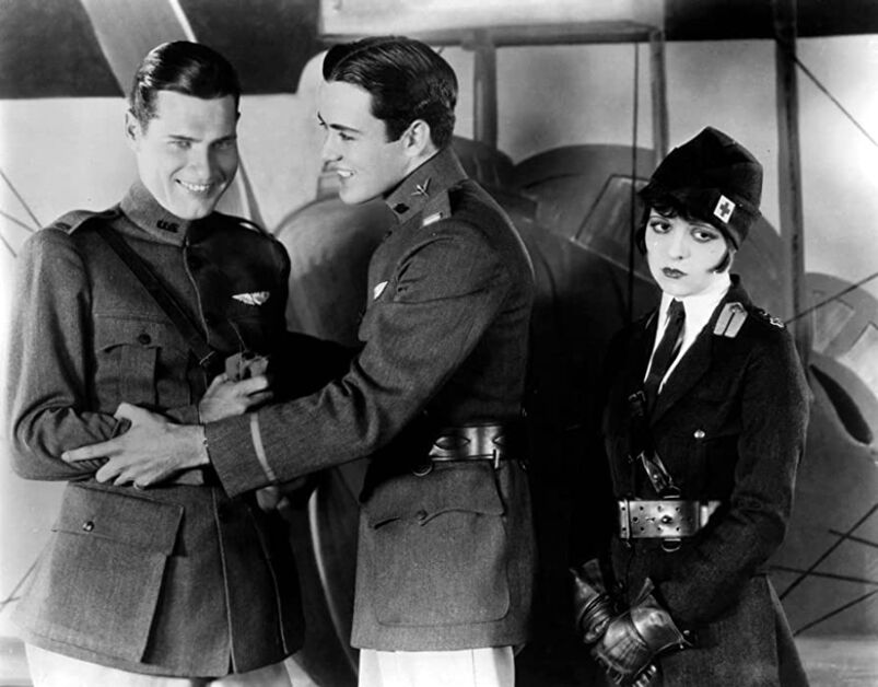 Charles 'Buddy' Rogers, Richard Arlen, and Clara Bow in publicity portrait for the film 'Wings', 1927