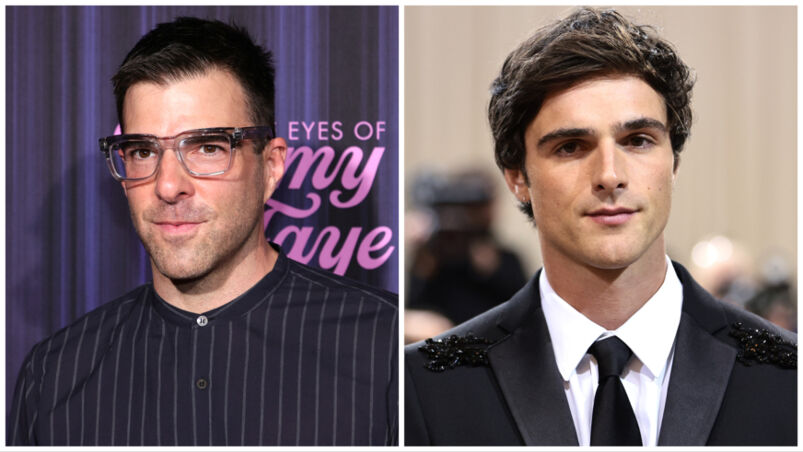 a composite of red carpet photos of Zachary Quinto and Jacob Elordi