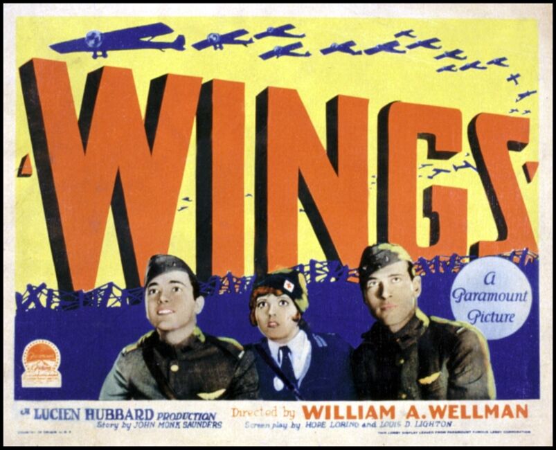 Wings, poster, Charles "Buddy" Rogers, Clara Bow, Richard Arlen, 1927.