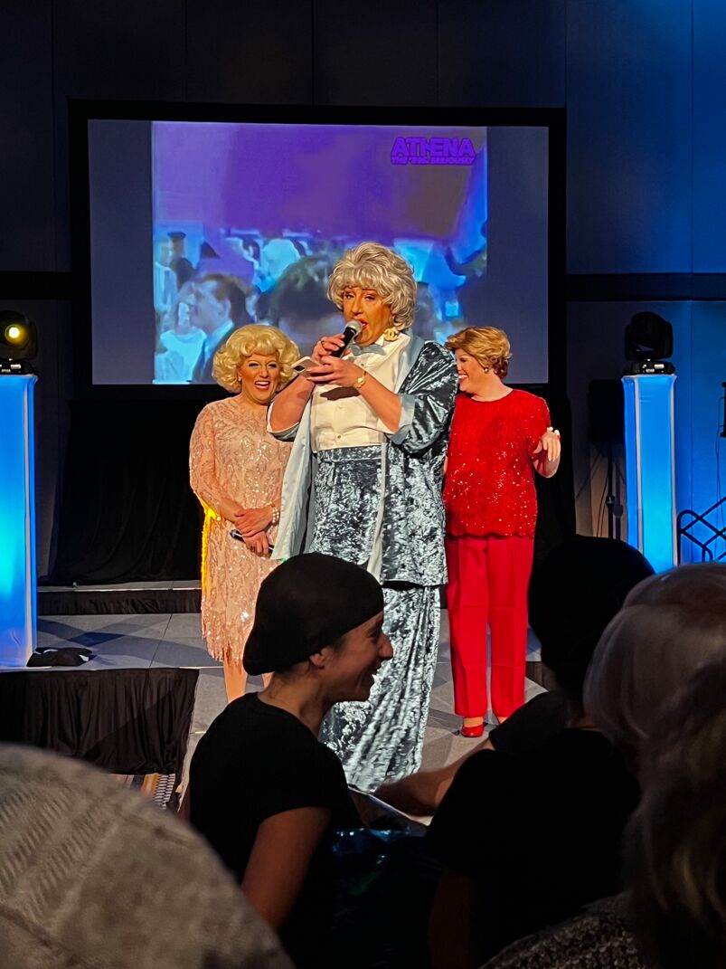 the golden gays dressed as their signature golden girls characters at golden con 2023