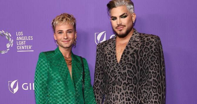 Oliver Gliese and Adam Lambert at the Los Angeles LGBT Center Gala 2023
