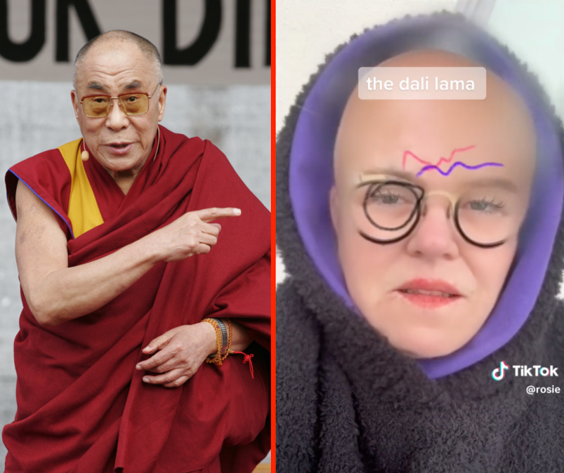 Side by side image of the Dalai Lama and Rosie O'Donnell