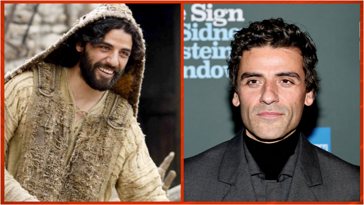 Oscar Isaac in The Nativity Story and on a red carpet