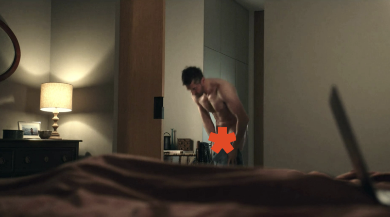 Actor Richard Armitage is naked in the series 'Obsession,' drying himself off with a towel