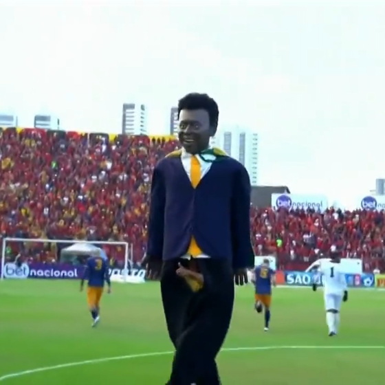Massive Pelé doll marches onto field and terrorizes soccer fans with its bizarre crotch display
