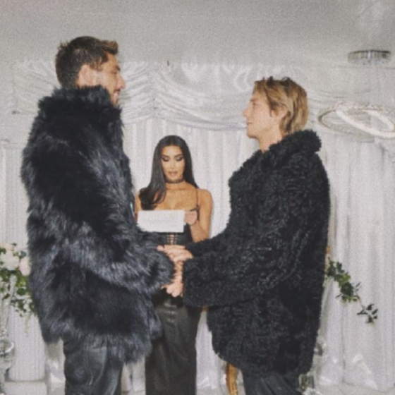 Furs & Kim K & Shania, oh my! Lukas Gage & Chris Appleton’s wedding pics need to be seen to be believed