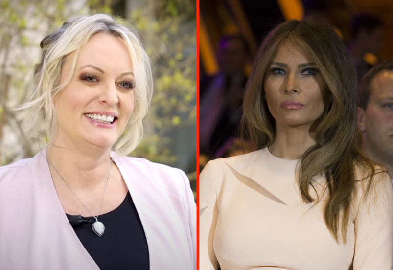 Side by side image of Stormy Daniels and Melania Trump