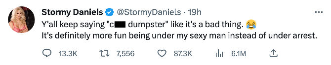 Stormy Daniels "cum dupmster" tweet