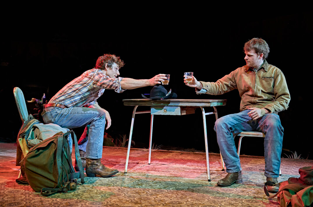 Mike Faist and Lucas Hedges in a scene from the musical Brokeback Mountain