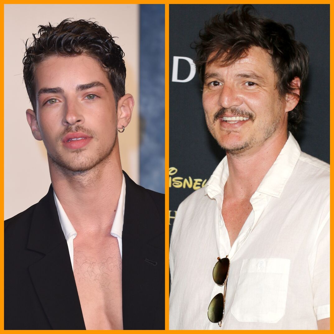 Manu Rios and Pedro Pascal in a side-by-side photo