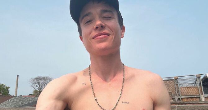Elliot Page posts shirtless photo to celebrate summertime “trans joy”