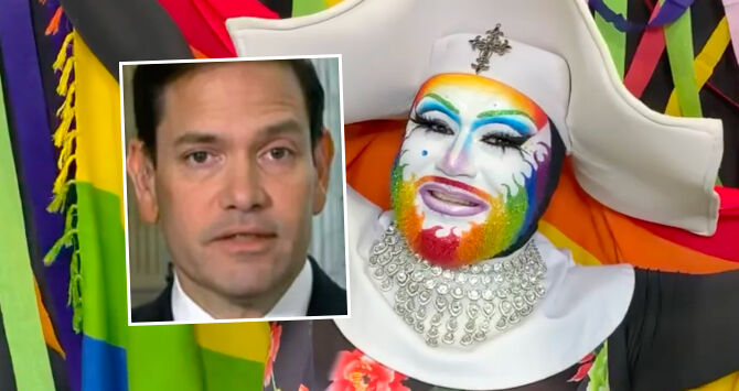 Marco Rubio and a member of the Los Angeles Sisters of Perpetual Indulgence