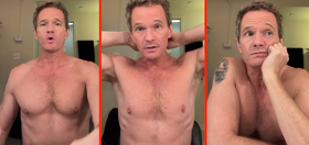 Neil Patrick Harris dances around shirtless while getting ready in his dressing room