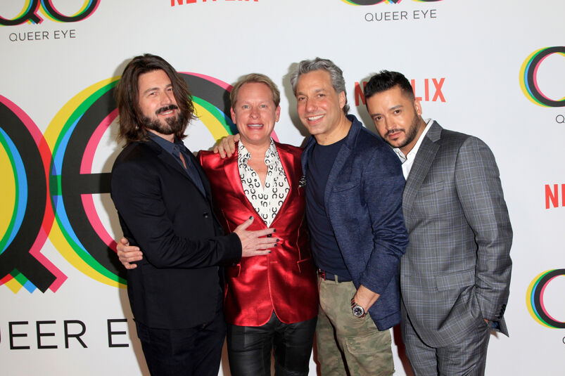 Kyan Douglas, Carson Kressley, Thom Filicia, and Jai Rodriguez smile on the red carpet at the 2018 premiere of 'Queer Eye.'