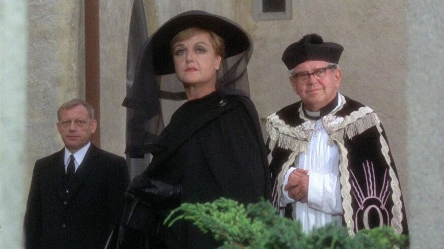 Angela Lansbury wears black in a still from 'Something For Everyone'
