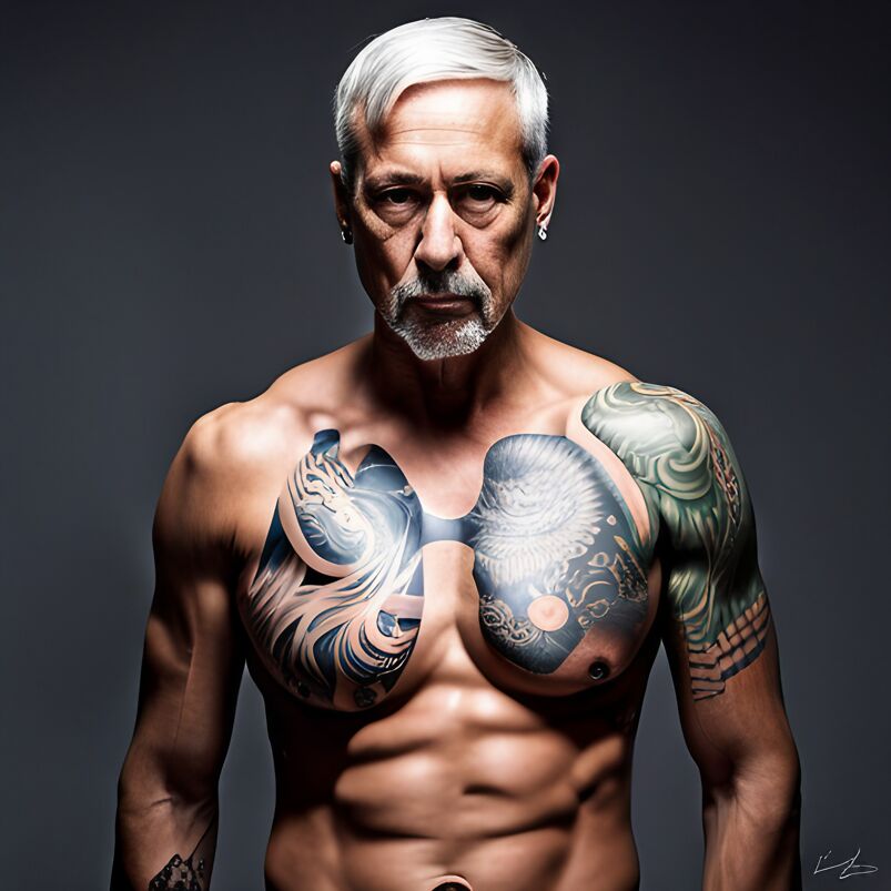 a fictional shirtless tattooed older man named Digital Daddy Diego