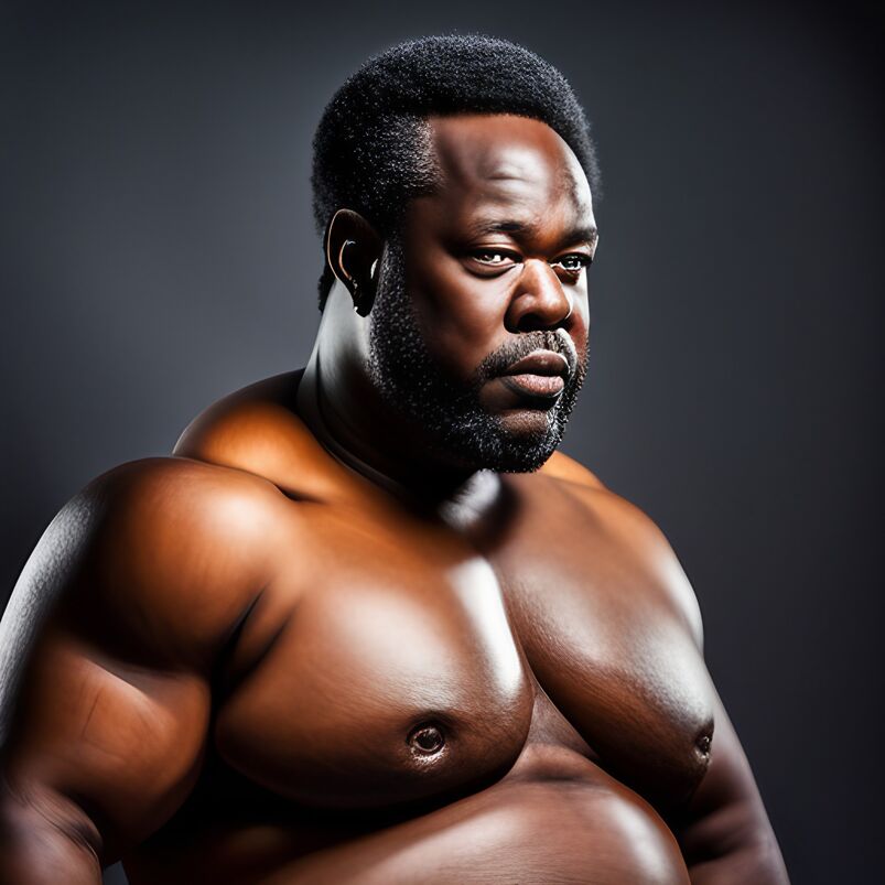 A not real shirtless curvy black man named Machine-Learning Mark