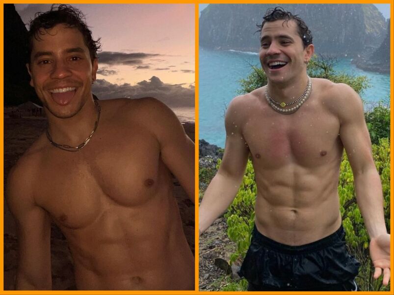 Andre Lamoglia in two shirtless side-by-side photos