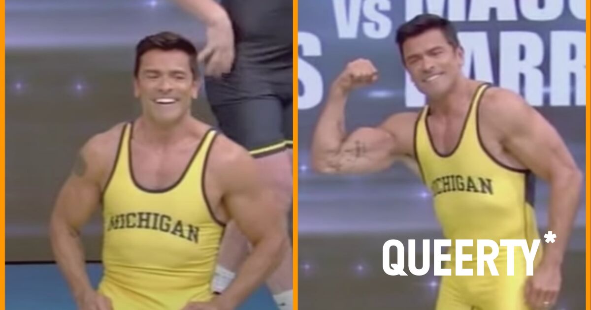 Mark Consuelos strips down to a wrestling singlet to get pummeled by a college jock