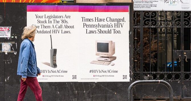Posters by the Elizabeth Taylor AIDS Foundation in Philadelphia