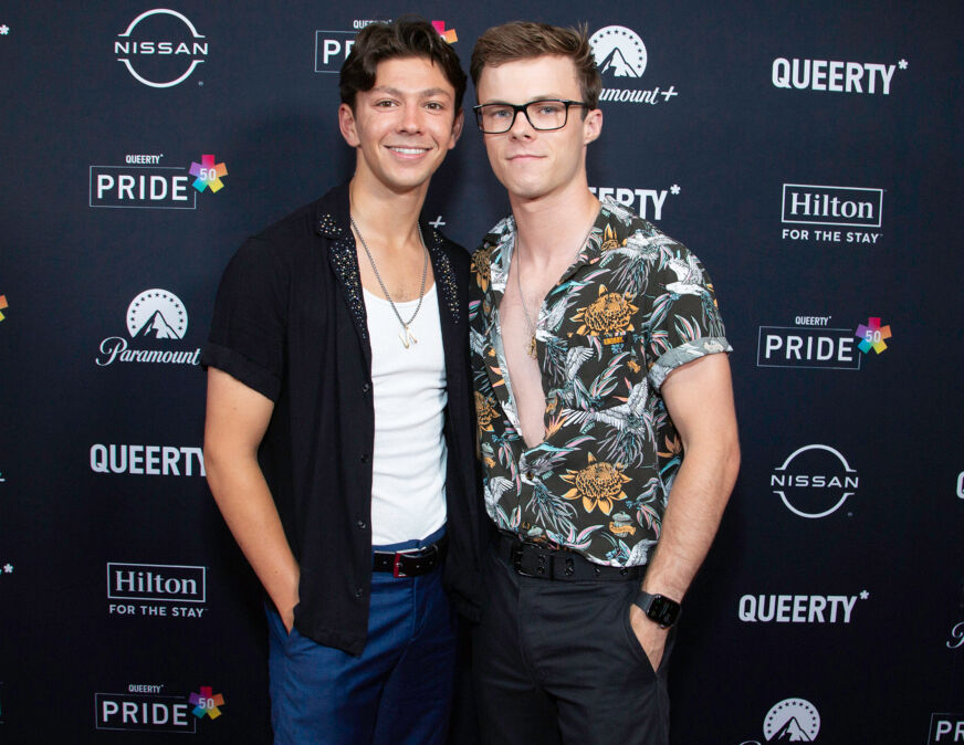 Nicholas Hamilton and his boyfriend at the Queerty Pride50 event