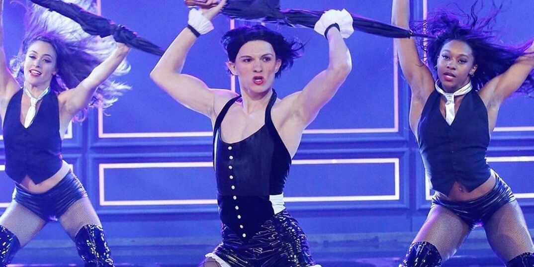 Tom Holland in drag performing on Lip Sync Battle
