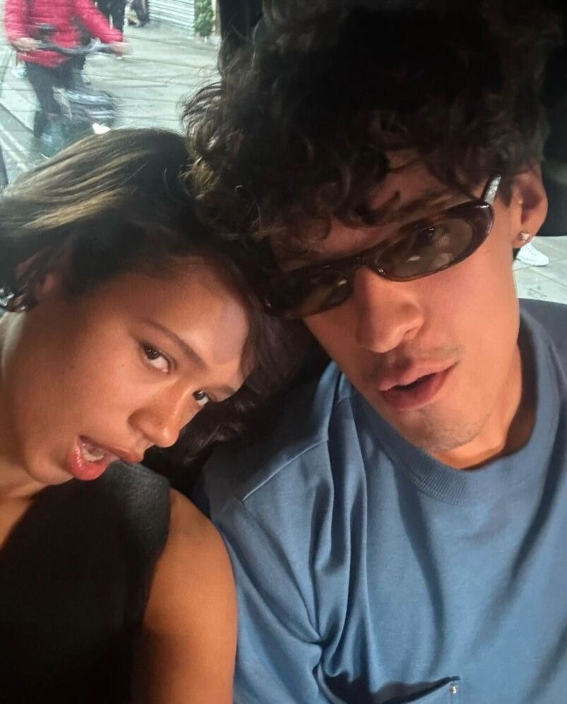 Taylor Russell and Omar Apollo pose for a selfie