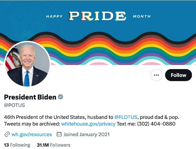 President Biden's Twitter account marks Pride Month