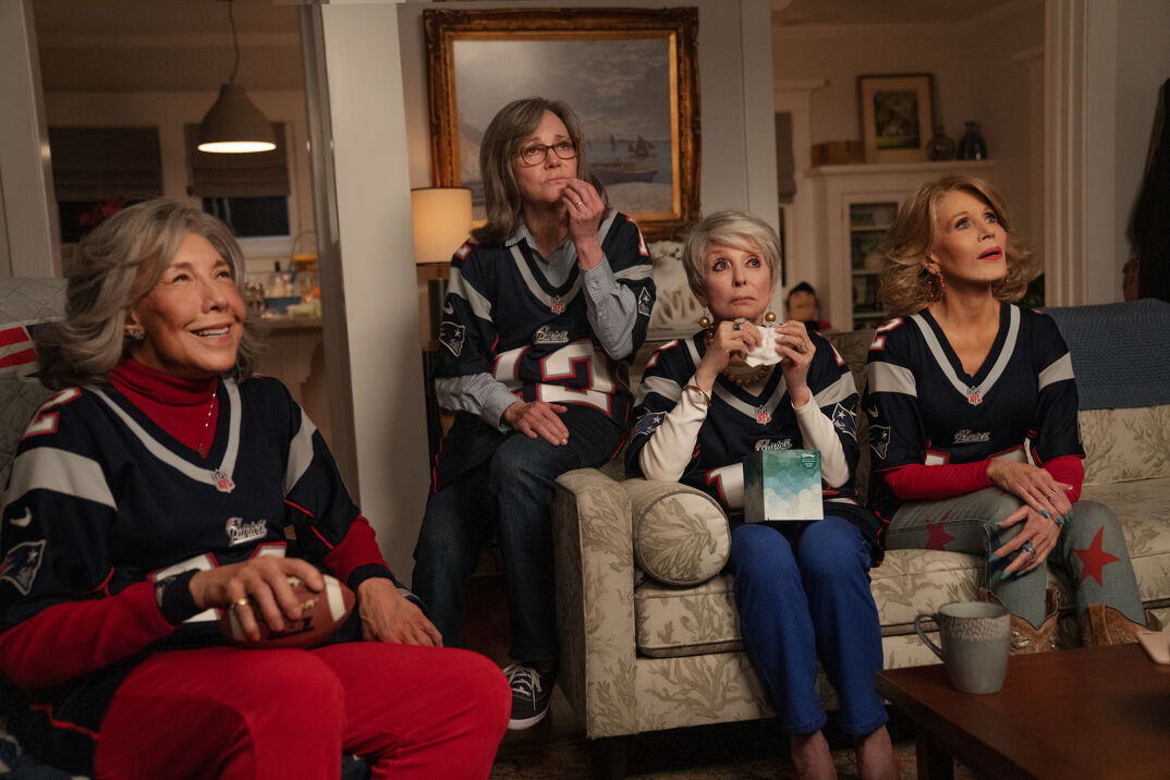 (l-r) Lily Tomlin, Sally Field, Rita Moreno, and Jane Fonda as “Trish” in 80 For Brady from Paramount Pictures. Photo courtesy of Scott Garfield/Paramount Pictures