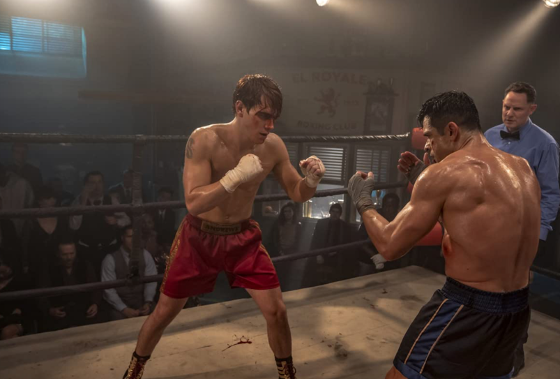 KJ Apa and Mark Consuelos in a boxing scene from 'Riverdale'