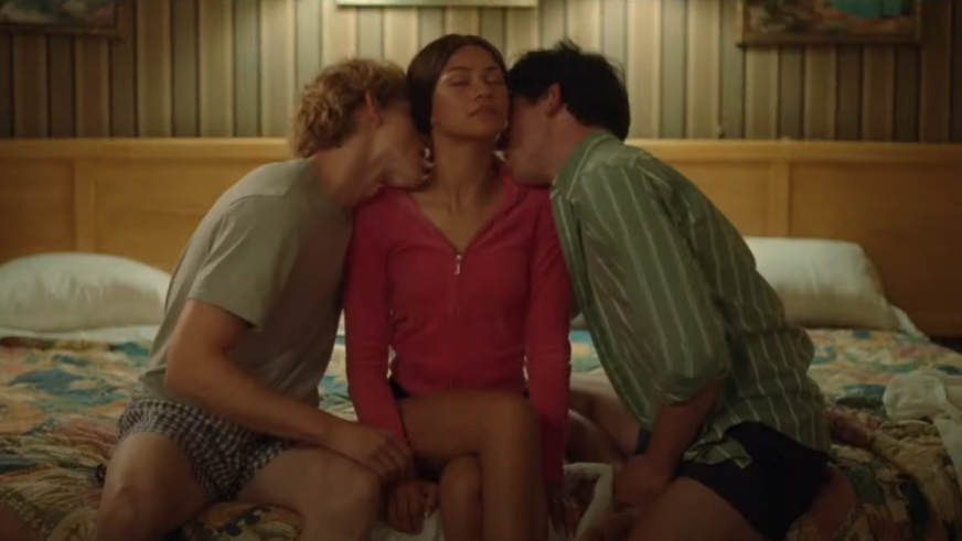 Zendaya, Josh O'Connor, and Mike Faist make out on a bed