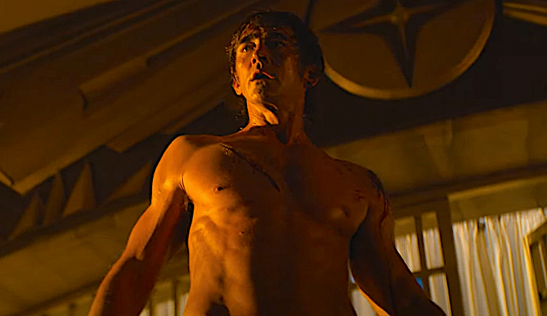 Lee Pace is shirtless and bathed in yellow light in 'Foundation'