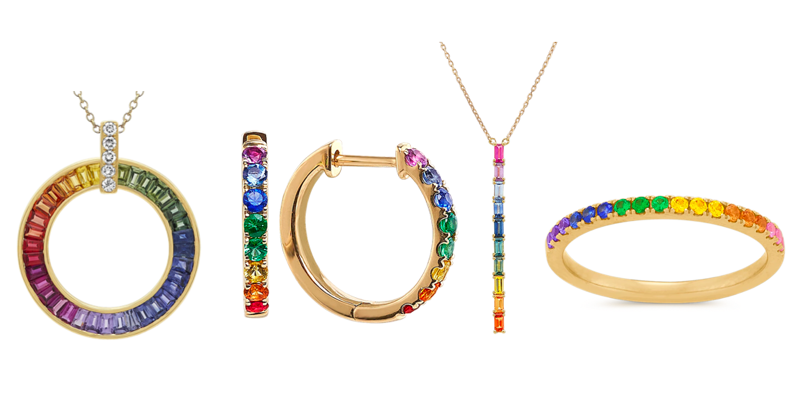 A selection of Shane Co. rainbow jewelry