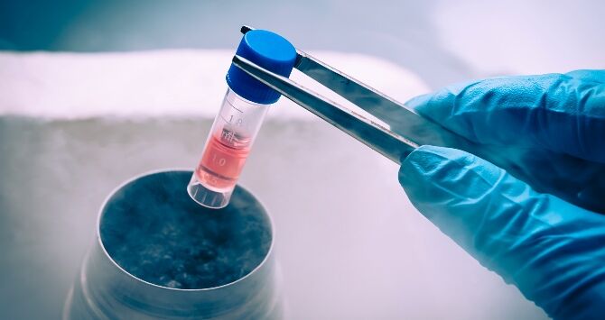 A Liquid Nitrogen bank containing suspension of stem cells