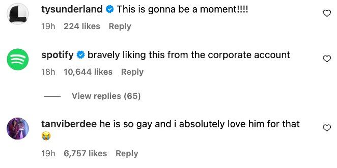 Troye Sivan instagram comments