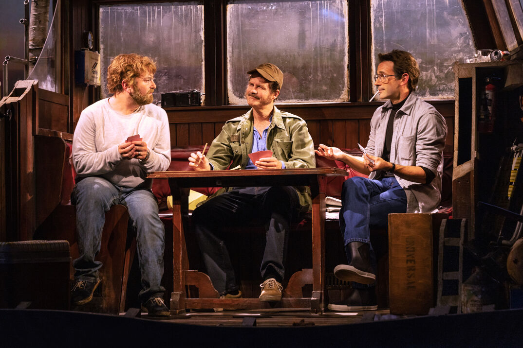 (l-r) Alex Brightman, Ian Shaw, and Colin Donnell in 'The Shark is Broken.'