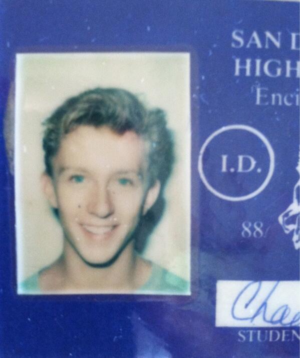 A picture of a San Diego Gigh School ID card that features a young Chad Michael 