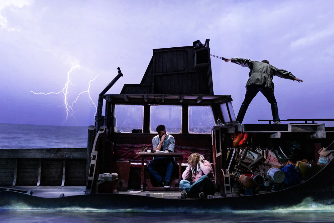 (l-r) Colin Donnell, Alex Brightman, and Ian Shaw in 'The Shark is Broken.'