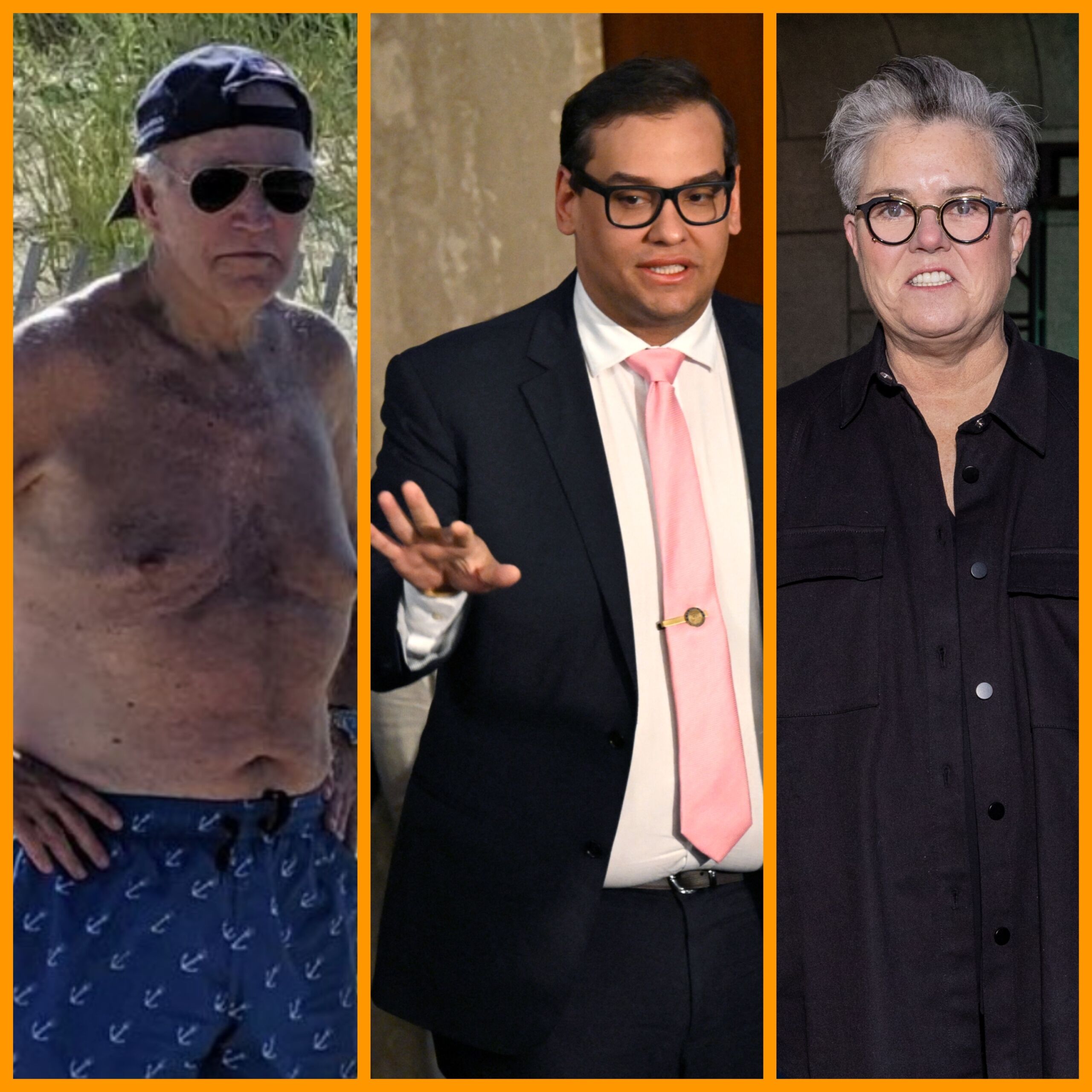 Dark Brandon’s shirtless beach romp, George Santos’ flaming hot gaydar, & Rosie rails Trump where it hurts