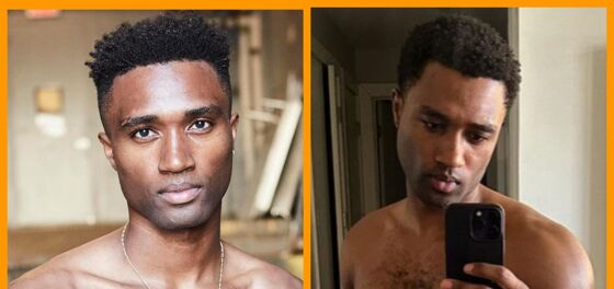 Model Tradell Hawk is striking poses and proudly flaunting all of his gorgeous talents