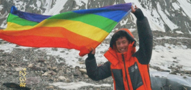 This queer athlete celebrated turning 20 by flying a Pride flag on the 2nd-highest mountain on Earth