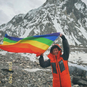 This queer athlete celebrated turning 20 by flying a Pride flag on the 2nd-highest mountain on Earth