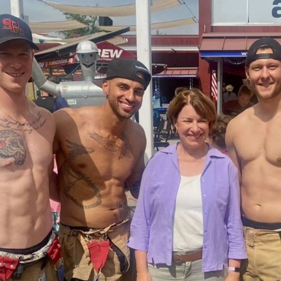 Amy Klobuchar gets horny on main in support of shirtless hunks, er, unions