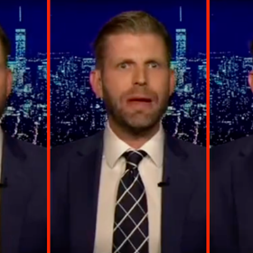 Someone might want to check on Eric Trump this morning because he looked absolutely psychotic on TV last night