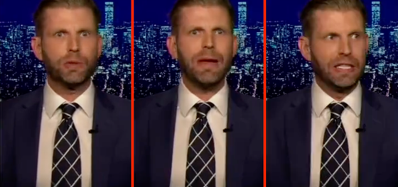 Someone might want to check on Eric Trump this morning because he looked absolutely psychotic on TV last night